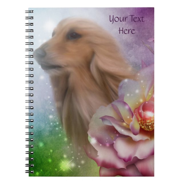 Caderno Espiral Notebook Bloni Afghan Hound Fantasy Dog Art (Frente)