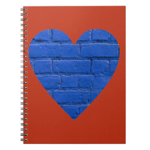 Caderno Espiral Notebook Blue Bricks on Red Heart