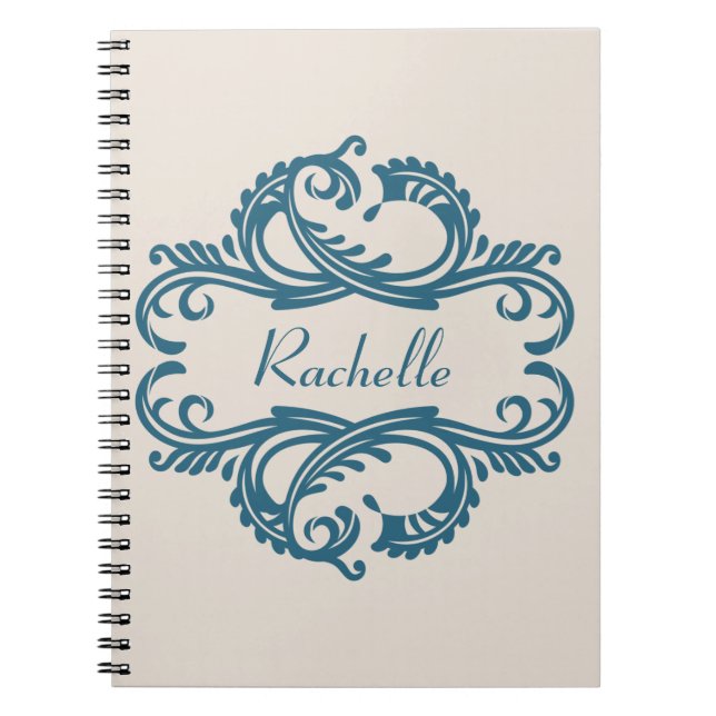 Caderno Espiral Notebook Blue Chic Damask (Frente)
