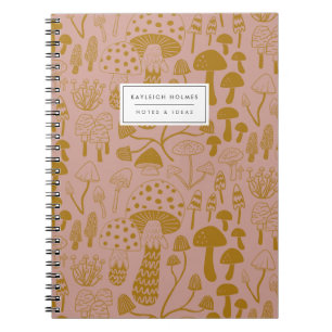 Caderno Espiral Notebook Boho Pink Mushroom