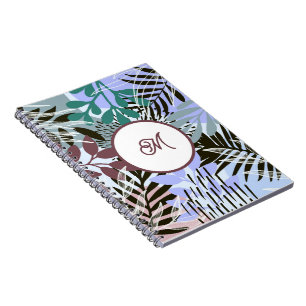 Caderno Espiral Notebook Boho Teal Blue Red Leaves