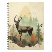 Notebook Boho Vintage Forest Deer Spiral