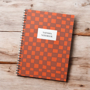 Caderno Espiral Notebook Bold Orange Brown Checkerboard