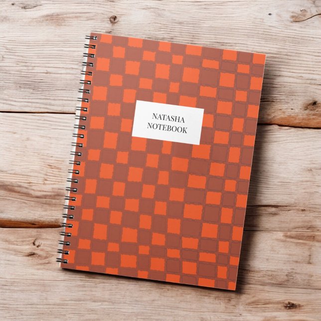 Caderno Espiral Notebook Bold Orange Brown Checkerboard (Criador carregado)