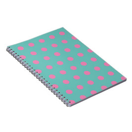 Caderno Espiral Notebook bolinhas (Aqua & Rosa)