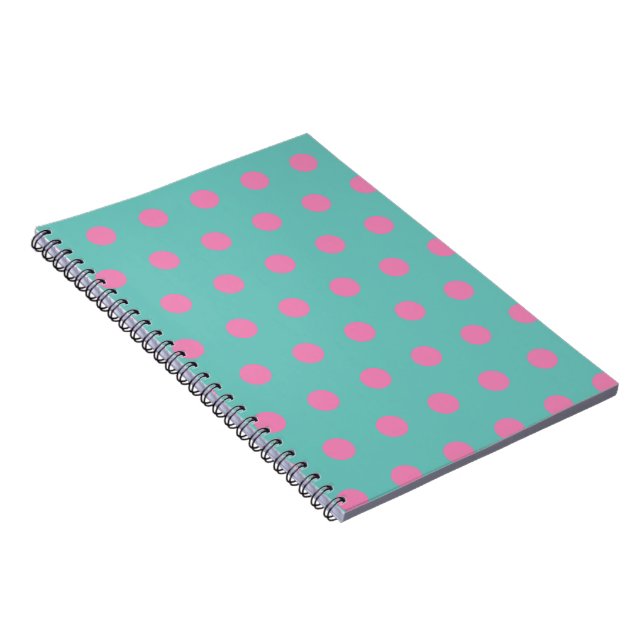 Caderno Espiral Notebook bolinhas (Aqua & Rosa) (Lado Direito)