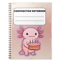 Caderno Espiral Notebook bonito Axolotl de aniversário - presente