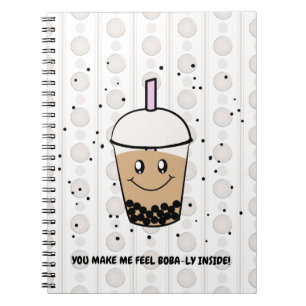 Caderno Espiral Notebook Bonito Boba Bubble Tea Pun Foto Espiral