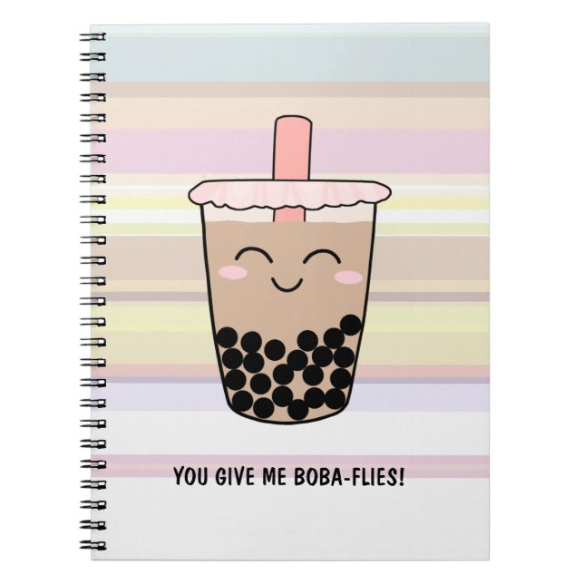 Caderno Espiral Notebook Bonito Boba Milk Tea Pun (Frente)
