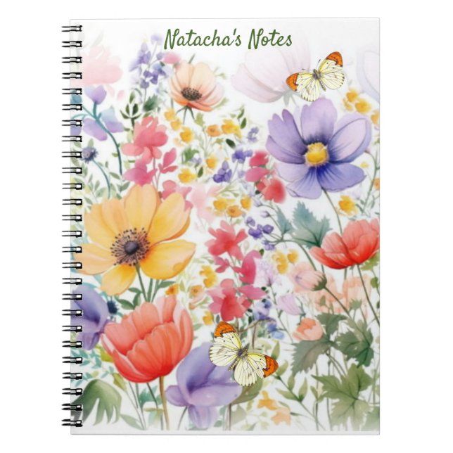Caderno Espiral Notebook Bonito de Verão com texto personalizado (Frente)