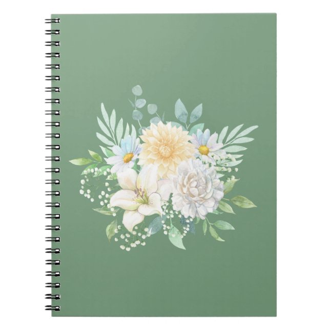 Caderno Espiral Notebook bonito Pastel Watercolor Floral (Frente)