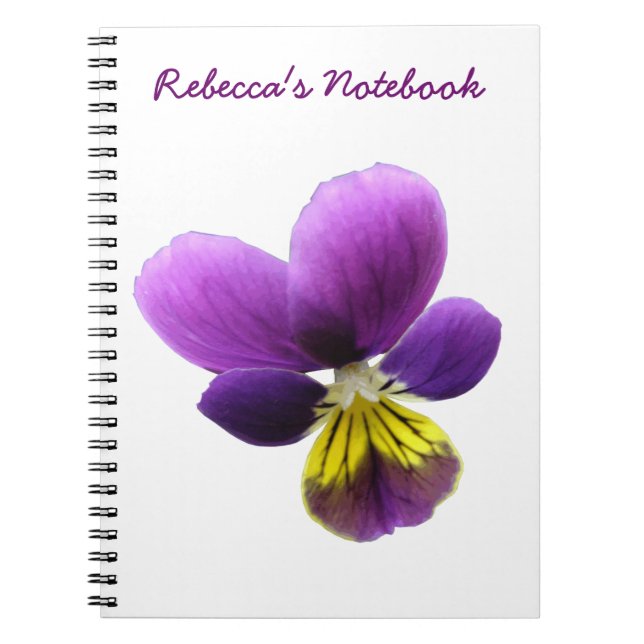 Caderno Espiral Notebook bonito personalizável Pansy (Frente)