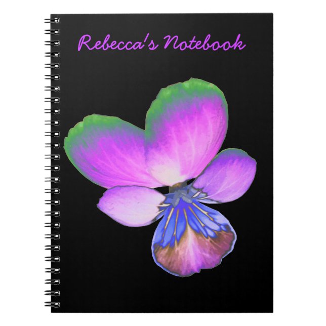 Caderno Espiral Notebook bonito personalizável Pansy (Frente)