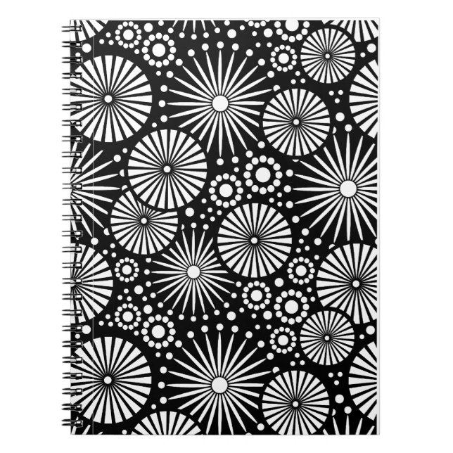 Caderno Espiral Notebook bonito preto e branco (Frente)