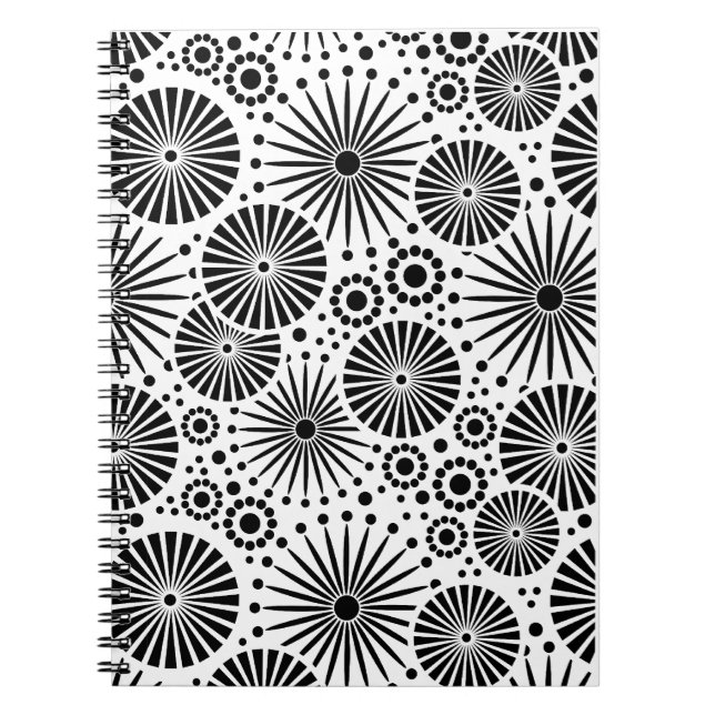 Caderno Espiral Notebook bonito preto e branco (Frente)