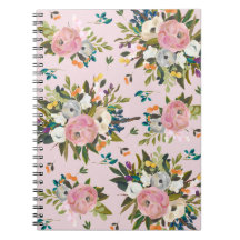 Notebook bonito Rosa Floral Garden