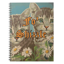 Notebook Bonito Vintage PBN Cats and Daisiers Engr