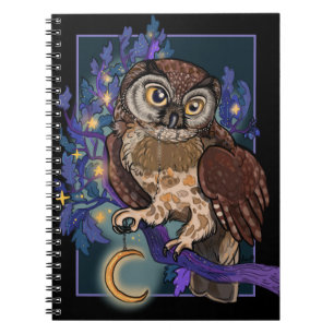 Caderno Espiral Notebook Boreal Night Tree Owl