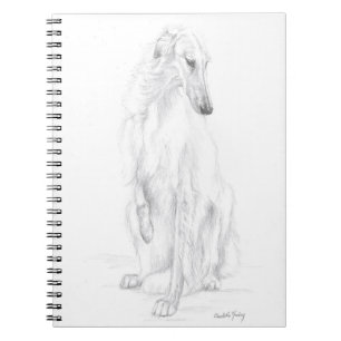 Caderno Espiral Notebook Borzoi Russo Wolfhound Dog Art