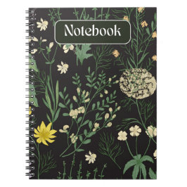 Caderno Espiral Notebook botânico com Vintagem Floral Escura Moody