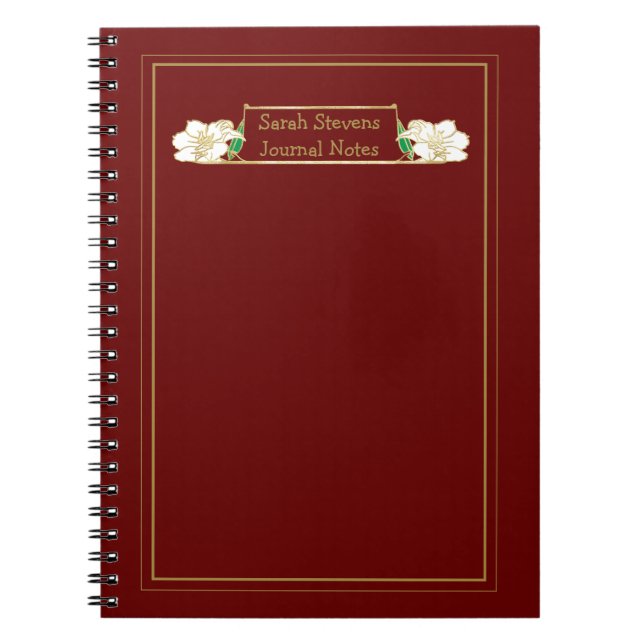 Caderno Espiral Notebook branco com Ornamentado com estrutura Dour (Frente)