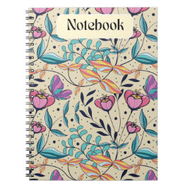 Caderno Espiral Notebook branco, cor-de-rosa e borboleta azul