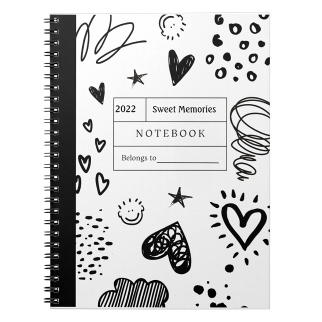 Caderno Espiral Notebook branco de porta personalizável (Frente)