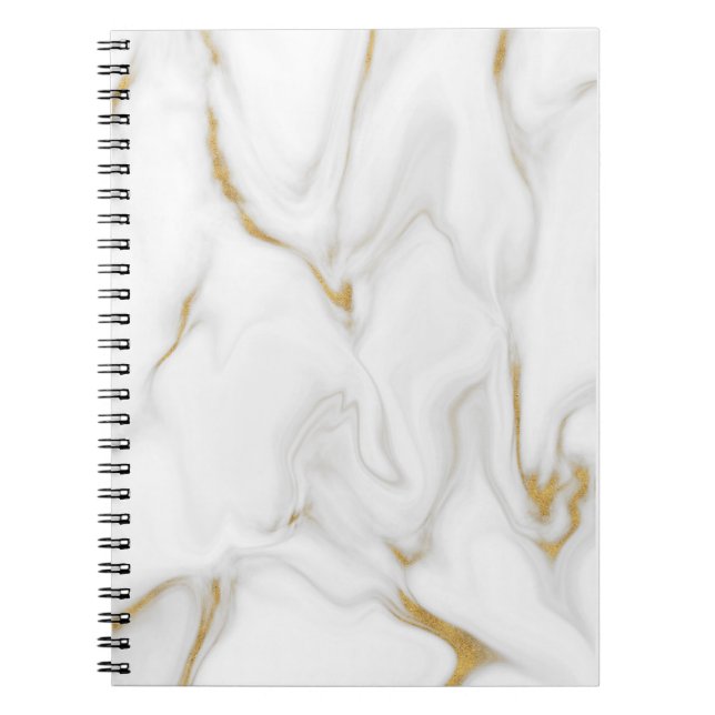 Caderno Espiral Notebook branco e Dourado (Frente)