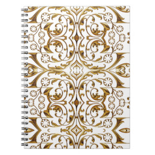 Caderno Espiral Notebook branco e Dourado de luxo