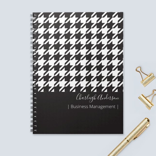 Caderno Espiral Notebook branco e preto moderno (Criador carregado)