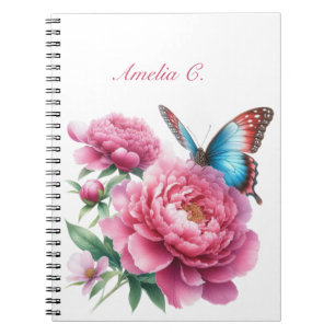 Caderno Espiral Notebook Branco Floral Elegante
