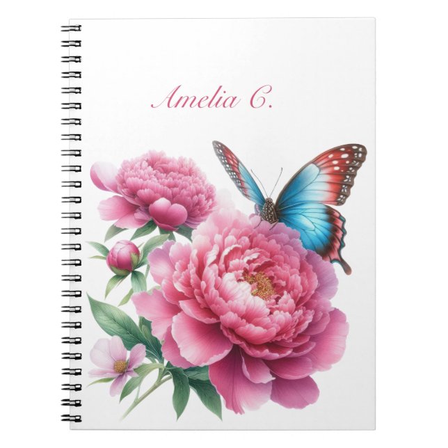 Caderno Espiral Notebook Branco Floral Elegante (Frente)