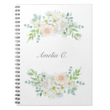 Notebook Branco Floral Elegante