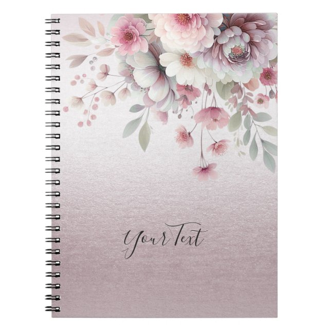 Caderno Espiral Notebook branco-rosa moderno (Frente)