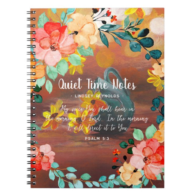Caderno Espiral Notebook Bright Summer Floral Monograma Quieto (Frente)