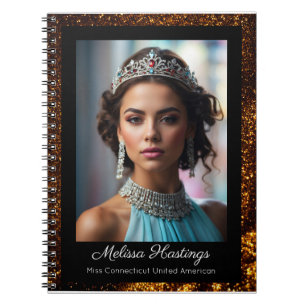 Caderno Espiral Notebook brilhante Elegante Glitz de Bronze