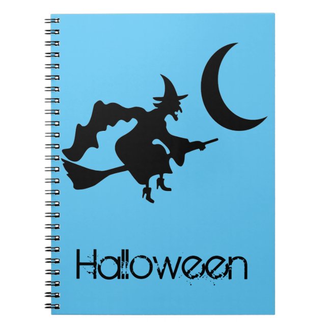 Caderno Espiral Notebook - Bruxa Voadora do Halloween (Frente)