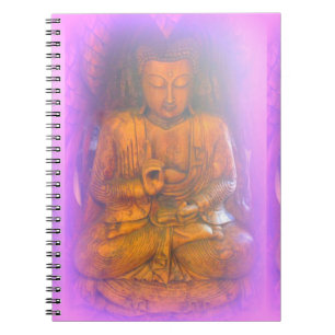 Caderno Espiral notebook buddha meditante da aura roxa