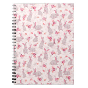 Caderno Espiral Notebook Bunnis in Flower Field