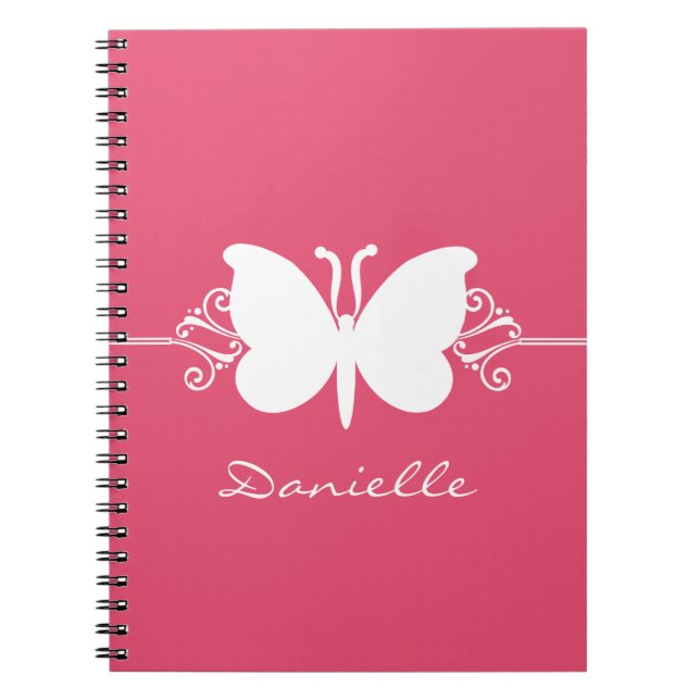 Caderno Espiral Notebook Butterfly, rosa (Frente)
