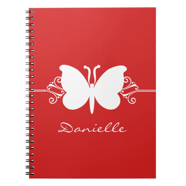 Caderno Espiral Notebook Butterfly, Vermelho (Frente)