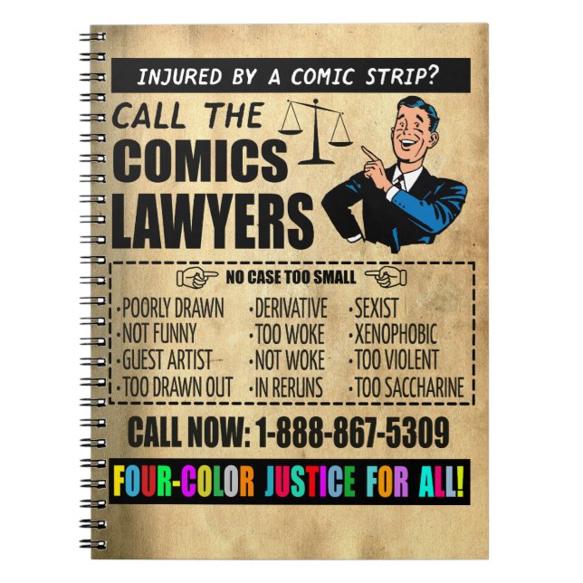 Caderno Espiral Notebook "Call the História em quadrinhos Lawyers" (Frente)