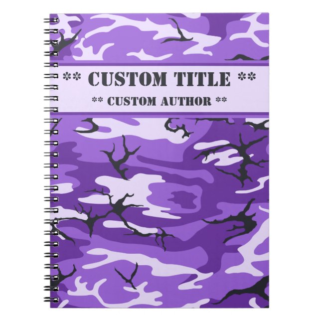 Caderno Espiral Notebook Camo Roxo com Título/Bloco Autor (Frente)