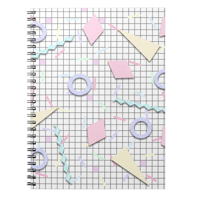 Caderno Espiral Notebook Candy Pastel Geo Impressão nos anos 80 (Frente)