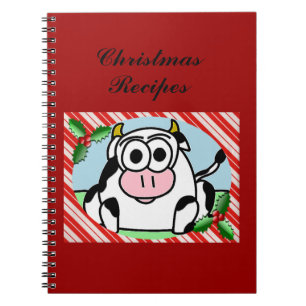 Caderno Espiral Notebook Carla Cow de Natal/Livro de Receitas