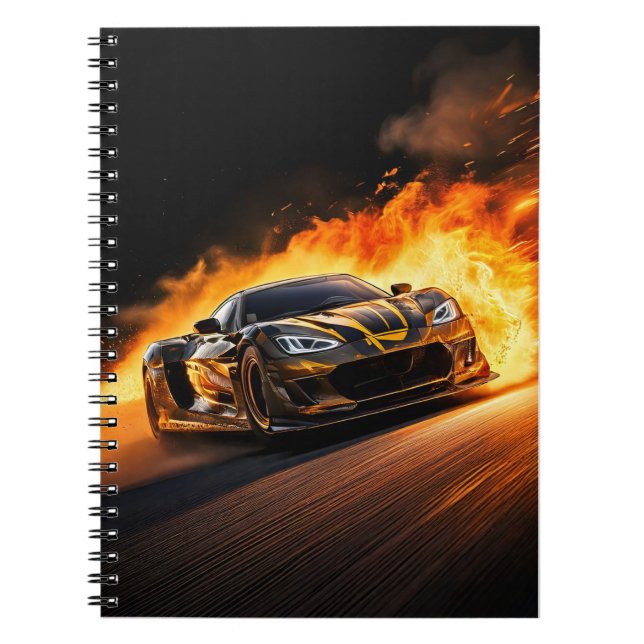 Caderno Espiral Notebook - carro de corrida (Frente)
