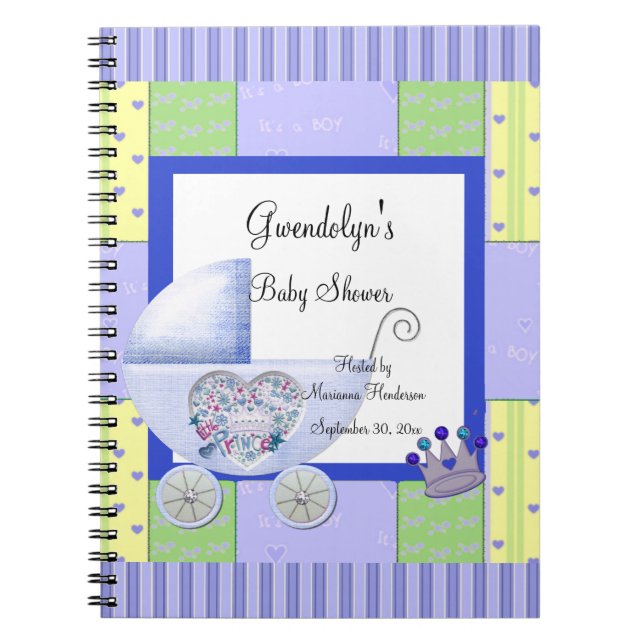 Caderno Espiral Notebook Chá de fraldas Príncipe Azul (Frente)