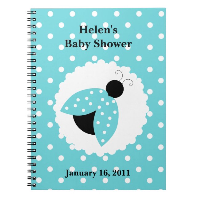 Caderno Espiral Notebook Chá de fraldas Turquoise Ladybug (Frente)