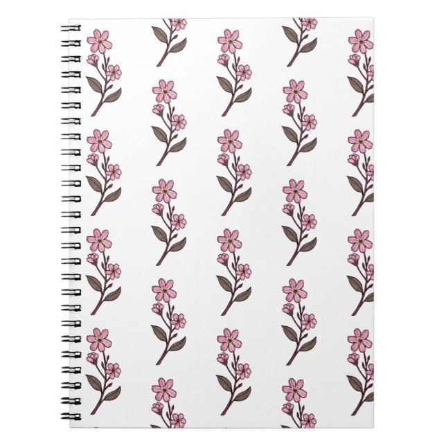 Caderno Espiral Notebook Cherry Blossom - Padrão Branco (Frente)