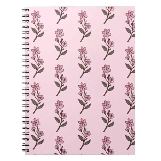 Caderno Espiral Notebook Cherry Blossom - Padrão rosa (Frente)
